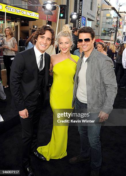 Actors Diego Boneta, Julianne Hough and Tom Cruise arrive at the premiere of Warner Bros. Pictures' "Rock of Ages" at Grauman's Chinese Theatre on...