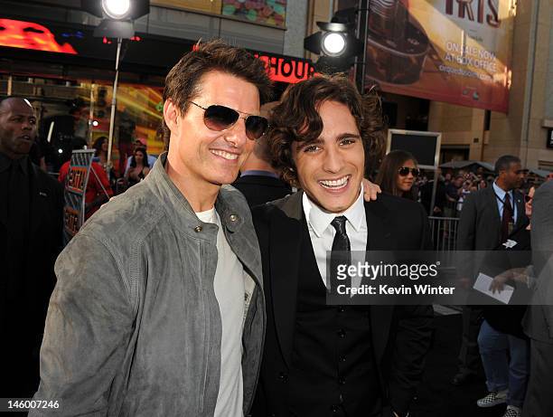 Actors Tom Cruise and Diego Boneta arrive at the premiere of Warner Bros. Pictures' "Rock of Ages" at Grauman's Chinese Theatre on June 8, 2012 in...