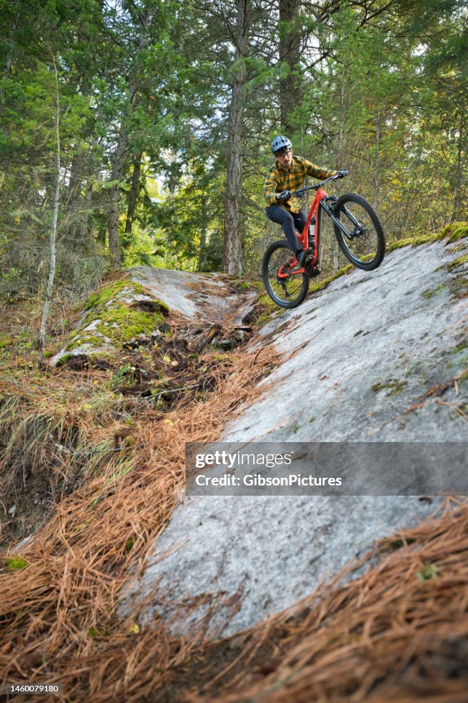 Slab Rides Riding Down A Rock Slab On A Mountain Bike Ride High-Res Stock Photo ...