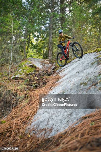 Pictures Slab Riding Riding Down A Rock Slab On A Mountain Bike Ride High-Res Stock Photo ...