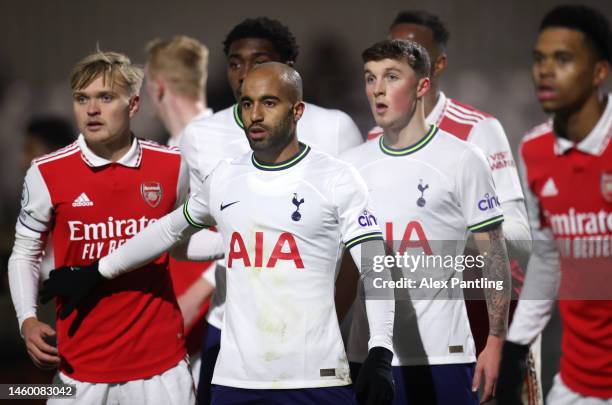 Lucas Moura of Tottenham Hotspur during the Premier League 2 match between Arsenal and Tottenham at Meadow Park on January 27, 2023 in Borehamwood,...