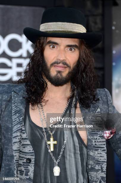 Actor Russell Brand arrives at the premiere of Warner Bros. Pictures' "Rock of Ages" at Grauman's Chinese Theatre on June 8, 2012 in Hollywood,...