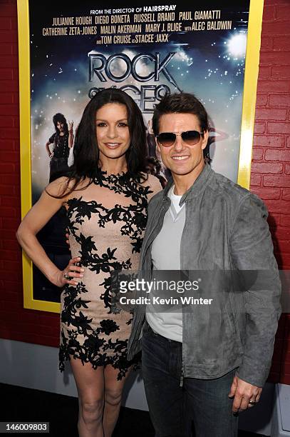 Actors Catherine Zeta-Jones and Tom Cruise arrive at the premiere of Warner Bros. Pictures' "Rock of Ages" at Grauman's Chinese Theatre on June 8,...