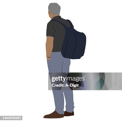 Man With Backpack Going To Study Grey Man With Backpack Going To Study Grey