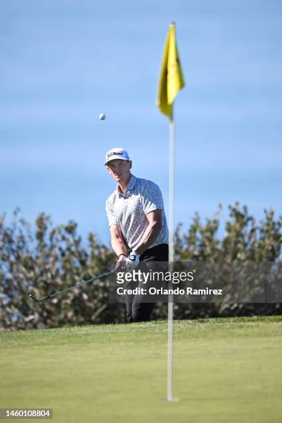 Vincent Norrman of Sweden plays his shot on the fourth hole of the South Course during the third round of the Farmers Insurance Open at Torrey Pines...