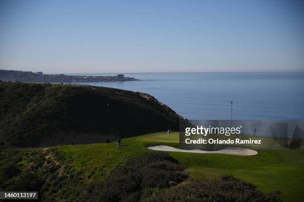 General view of the third green of the South Course during the third round of the Farmers Insurance Open at Torrey Pines Golf Course on January 27,...
