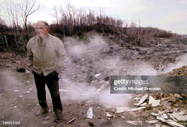 Lamar Mervine, the Mayor of Centralia, Pennsylvania, 13th March 2000. The town, situated in the deep mining area of Pennsylvania, was evacuated in...