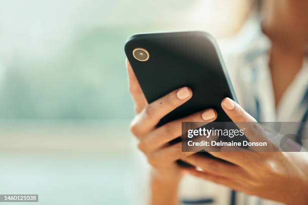 hands, phone and typing for online research, communication and networking on social media. business person with smartphone for writing email, blog post or internet news with mockup and copy space - writing copy stock pictures, royalty-free photos & images