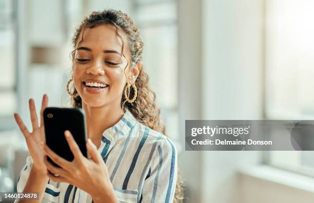 social media, connection and woman typing on a phone for communication, app and chat. web, search and corporate employee reading a conversation on a mobile, networking and texting on a mobile app - en människa bildbanksfoton och bilder