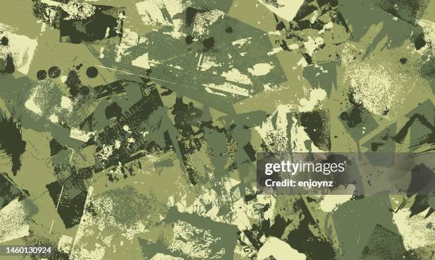 seamless camouflaged grunge textures wallpaper background - camouflage pattern stock illustrations