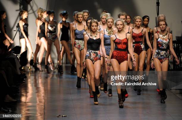 Models on the runway at Dolce & Gabbana's spring 2010 show. Designed by Domenico Dolce and Stefano Gabbana.