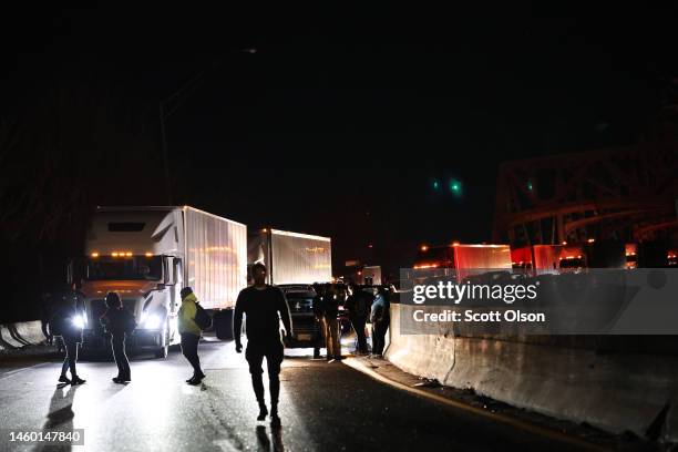 Demonstrators block traffic on Interstate 55 while protesting the death of Tyre Nichols on January 27, 2023 in Memphis, Tennessee. The release of a...