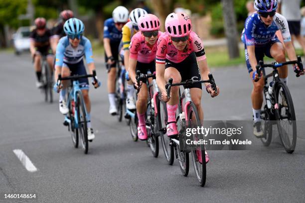 Lauren Stephens of The United States and Team EF Education-TIBCO-SVB compete in the breakaway during the 7th Cadel Evans Great Ocean Road Race 2023 -...