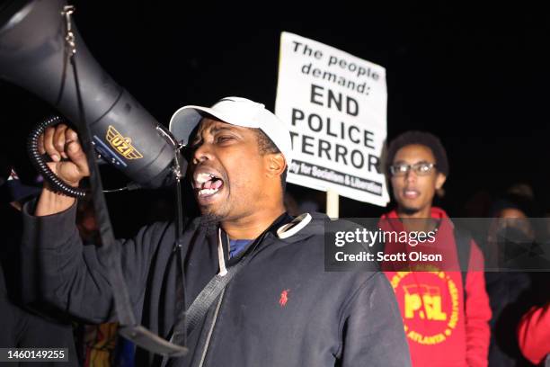 Demonstrators protest the death of Tyre Nichols on January 27, 2023 in Memphis, Tennessee. The release of a video depicting the fatal beating of...