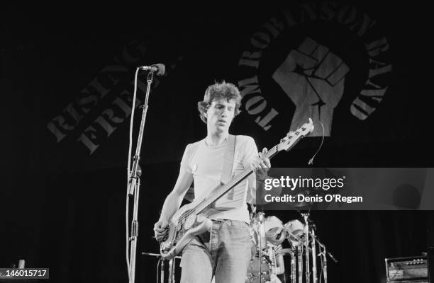 The Tom Robinson Band perform at the Hammersmith Odeon in London, 1978.