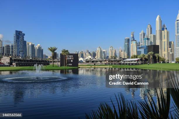 General view of the ninth and 18th greens as the sun finally shone during the completion of the second round on Day Three of the Hero Dubai Desert...