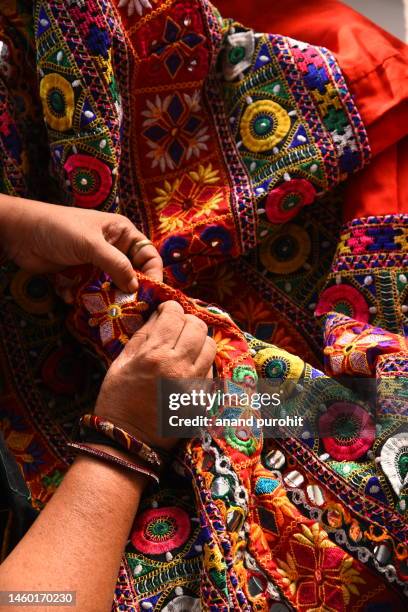 gujarat textile handicraft - a cultural heritage of india - indian entertainment art and culture fotografías e imágenes de stock