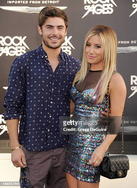 Actors Zac Efron and Ashley Tisdale arrive at the 'Rock of Ages' Los Angeles premiere at Grauman's Chinese Theatre on June 8, 2012 in Hollywood,...