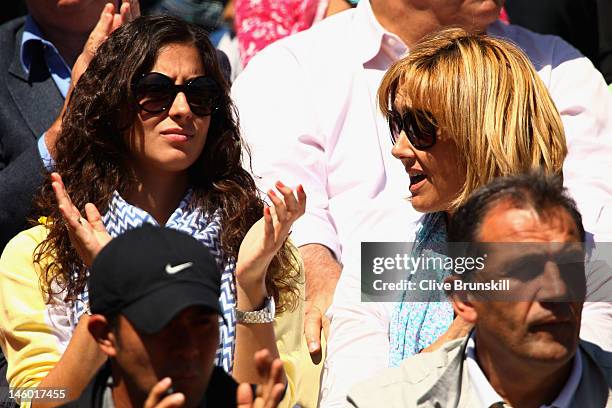 Rafael Nadal's girlfriend Xisca Perello and mother Ana Maria Parera watch his men's singles semi final match against David Ferrer of Spain during day...