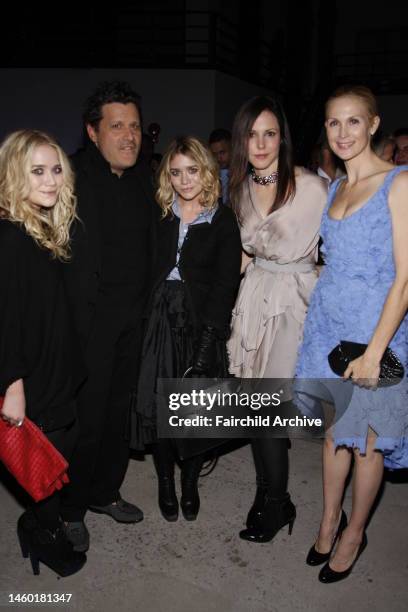 Mary-Kate Olsen, Isaac Mizrahi, Ashley Olsen, Mary-Louise Parker and Kelly Rutherford attend QVC's Isaac Mizrahi Live! launch party at Stage 37.