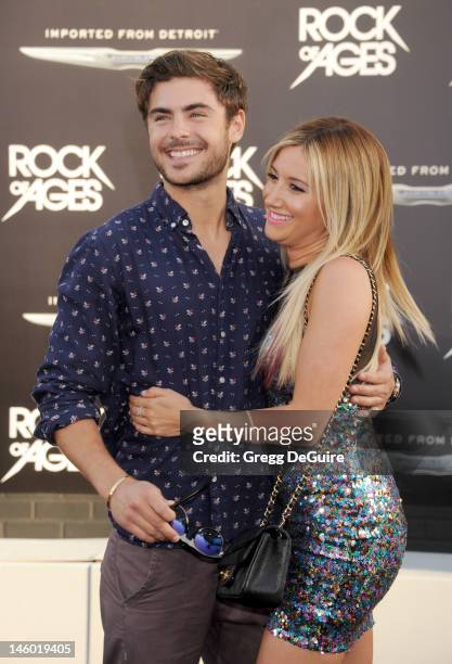 Actors Zac Efron and Ashley Tisdale arrive at the 'Rock of Ages' Los Angeles premiere at Grauman's Chinese Theatre on June 8, 2012 in Hollywood,...