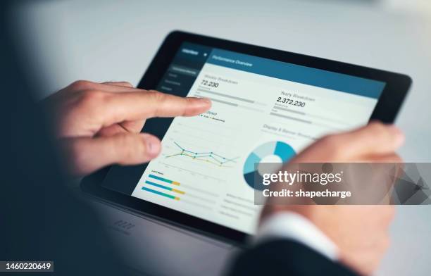 investment, corporate or business man with tablet for invest strategy, finance growth or financial review. hand, screen or analytics on technology for planning, data analysis or economy web research - investment manager stock pictures, royalty-free photos & images