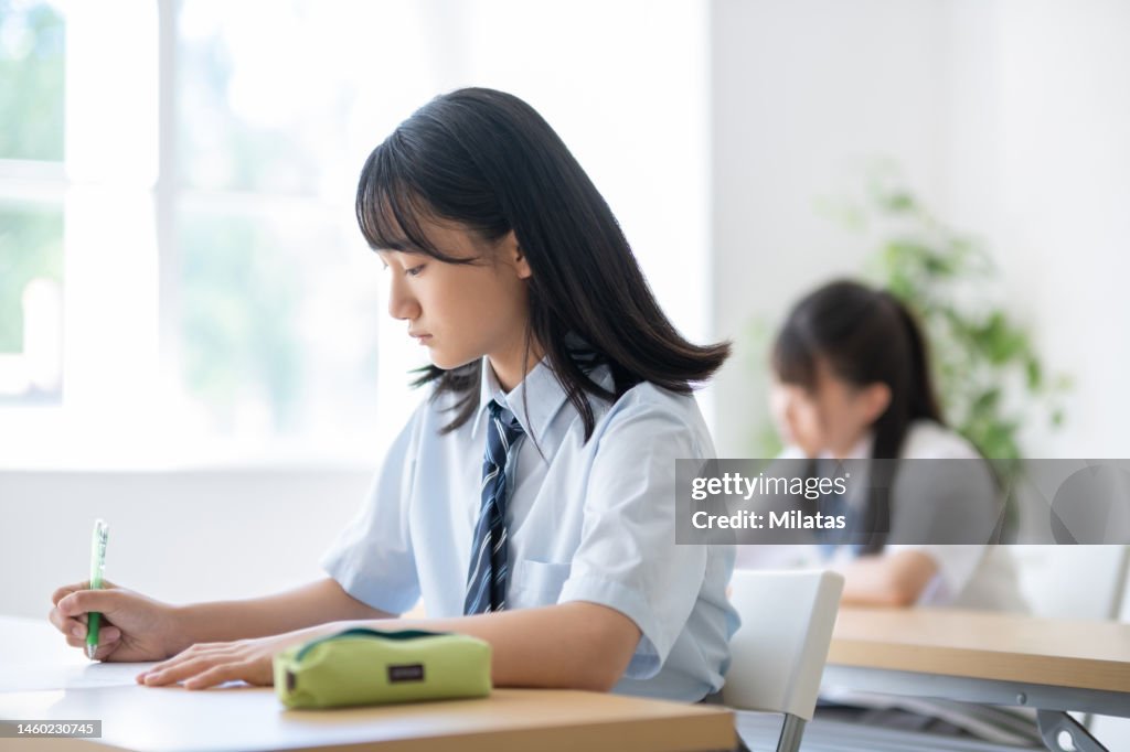 Junior high school student in class