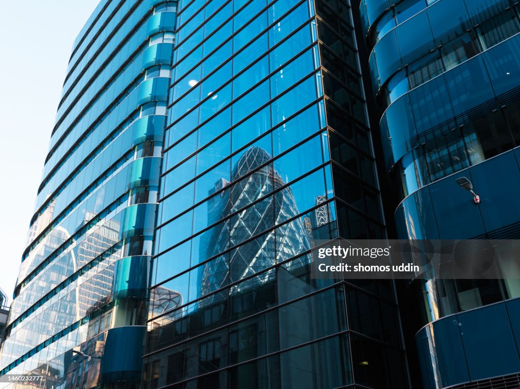 Office building reflections in City of London
