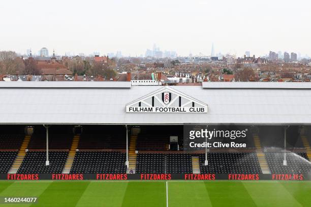 General view inside the stadium prior to the Emirates FA Cup Fourth Round match between Fulham and Sunderland at Craven Cottage on January 28, 2023...