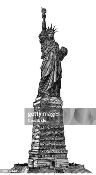 stockillustraties, clipart, cartoons en iconen met new york, statue of liberty, cut out on white background - statue of liberty drawing