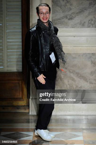 Fashion designer Damir Doma on the runway after his fall 2013 show.