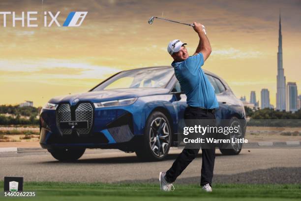 Ryan Fox of New Zealand tees off on the 15th hole during the continuation of Round Two on Day Three of the Hero Dubai Desert Classic at Emirates Golf...