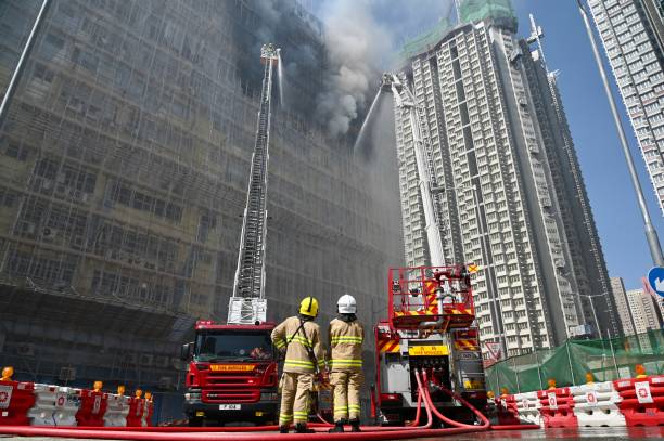 CHN: Firefighters Battle Blaze At Hong Kong Industrial Building