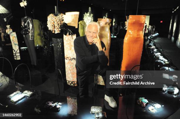 Fashion designer Giorgio Armani at the SuperPier at Hudson River Park.