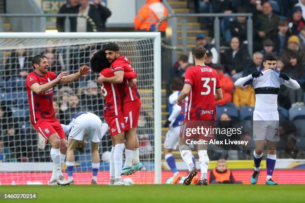 Reda Khadra of Birmingham City celebrates after scoring the team's first goal during the Emirates FA Cup Fourth Round match between Blackburn Rovers...