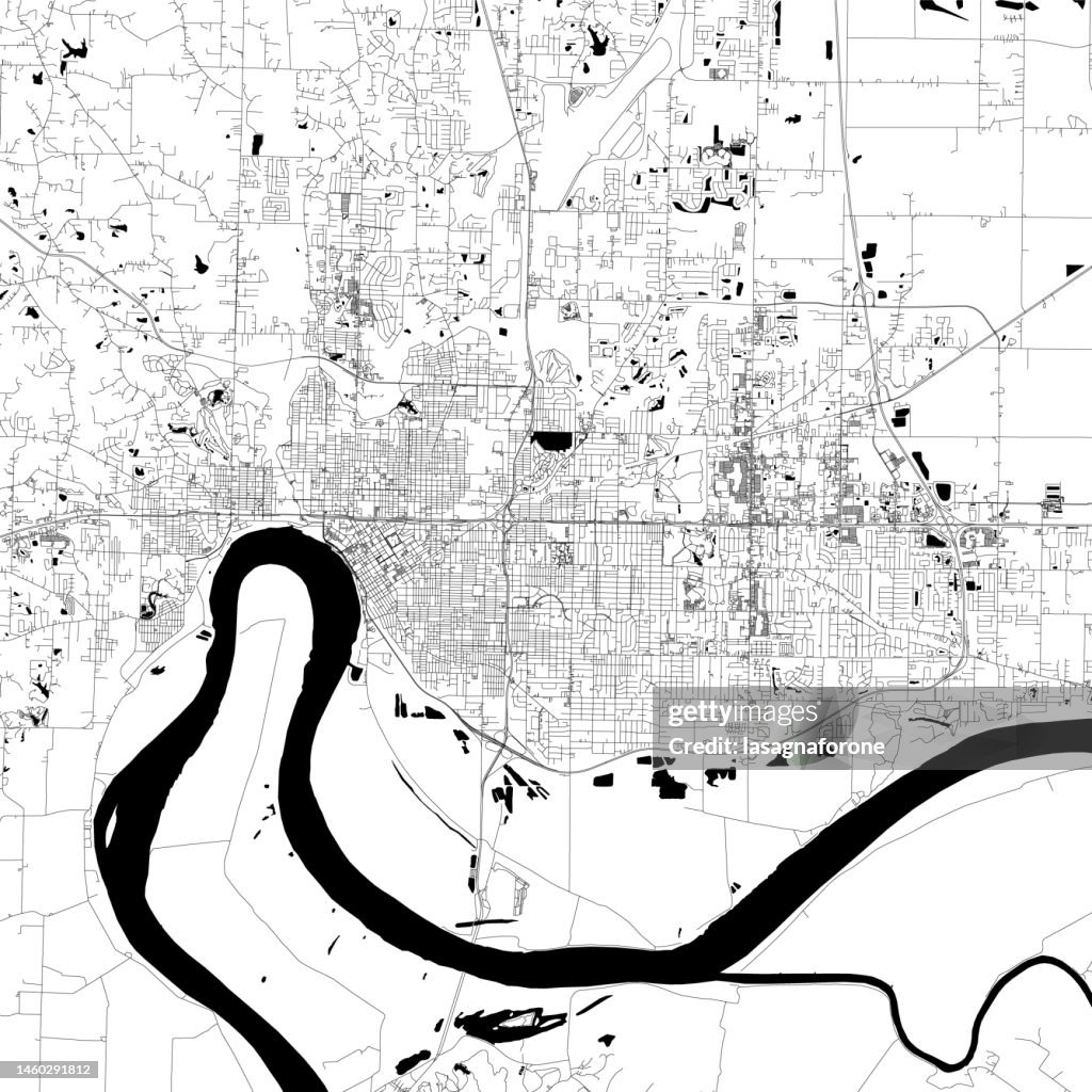 Evansville, Indiana, USA Vector Map
