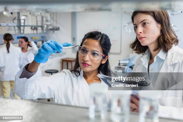 wissenschaftler im labor - biochemie stock-fotos und bilder