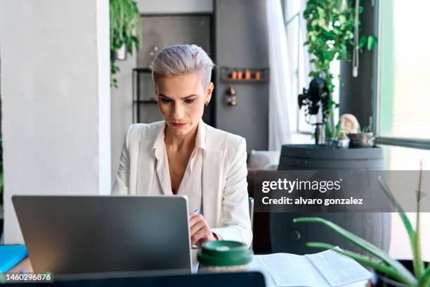 female lawyer working with a laptop in a office - future proof stock pictures, royalty-free photos & images