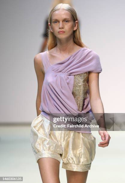 Model Diana Farkhullina on the runway at Louise Goldin's spring 2010 show.