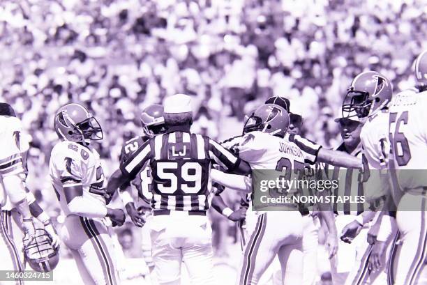 The Atlanta Falcons Pre Season Game With The Philadelphia Eagles Help At The Atlanta Fulton County Stadium On August 01 1988 (Photo By Norm...