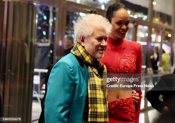 Film director Pedro Almodovar and actress Godeliv Van den Brandt on his arrival at the gala of the 10th edition of the Feroz Awards, at the Auditorio...