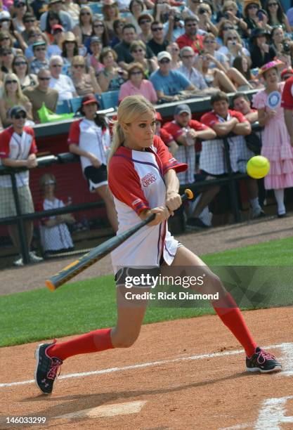 Country artist Carrie Underwood steps up to bat at City of Hope’s 22nd annual Celebrity Softball Challenge during CMA Fest on June 9, 2012 in...