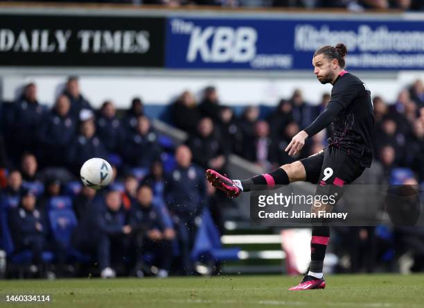 Jay Rodriguez of Burnley shoots at goal during the Emirates FA Cup Fourth Round match between Ipswich Town and Burnley at Portman Road on January 28,...