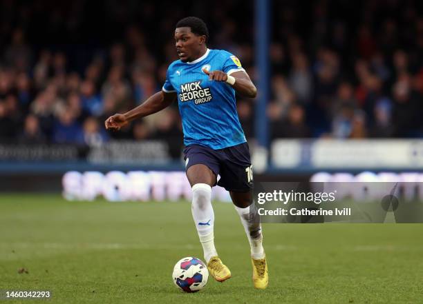 Ephron Mason-Clark of Peterborough United during the Sky Bet League One between Peterborough United and Portsmouth at London Road Stadium on January...