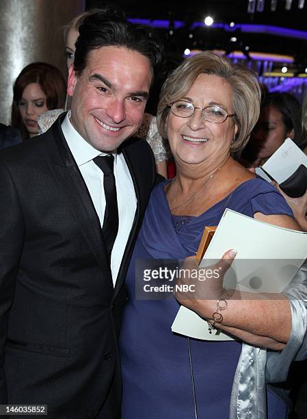 69th ANNUAL GOLDEN GLOBE AWARDS -- Pictured: Johnny Galecki, mother Mary Lou Galecki during the 69th Annual Golden Globe Awards held at the Beverly...