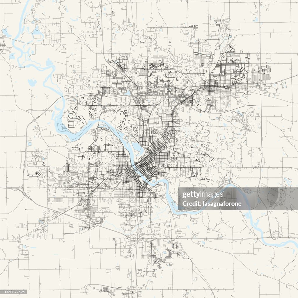 Cedar Rapids, Iowa, USA Vector Map