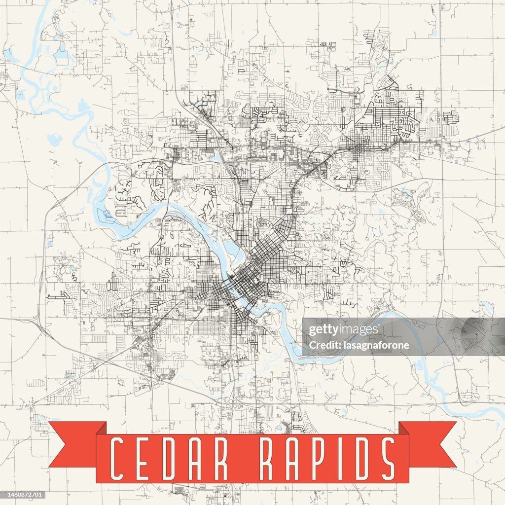 Cedar Rapids, Iowa, USA Vector Map