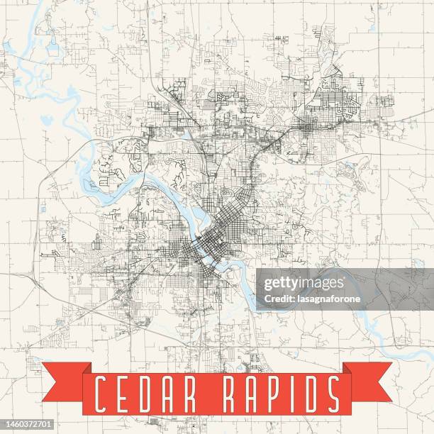 cedar rapids, iowa, usa vector map - cedar rapids iowa stock illustrations