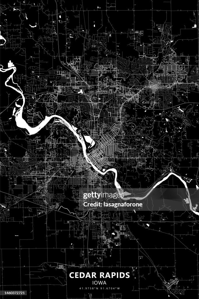 Cedar Rapids, Iowa, USA Vector Map