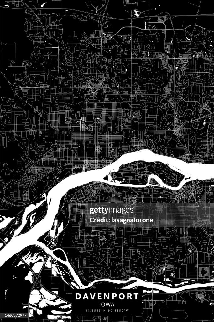 Davenport, Iowa, USA Vector Map